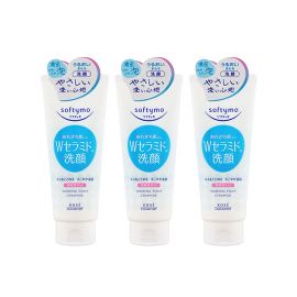 1号仓-高丝softymo 保湿滋润调理素肌 神经酰胺泡沫洗面奶 150g 3个装 KOSE 绵密泡沫深层清除毛孔污垢