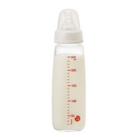 1号仓-贝亲 标准口径不易倒翻 婴儿耐热玻璃奶瓶 细长型 240ml Pigeon 瓶盖可防灰尘附着