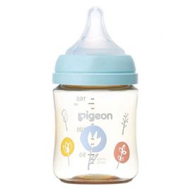 1号仓-贝亲 母乳衔接辅助 轻盈材质 PPSU塑料婴儿奶瓶 花花图案 160ml Pigeon 母乳实感系列 防摔防胀气 易清洗 宽口径
