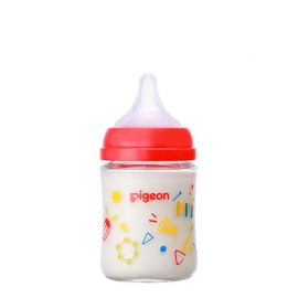 1号仓-贝亲 宽口径母乳亲喂实感 彩绘音乐会耐热玻璃奶瓶 SS号 160ml Pigeon 防胀气