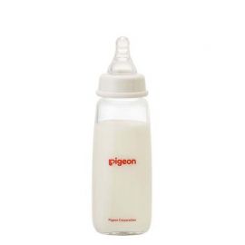 1号仓-贝亲 标准口径不易倒翻 婴儿耐热玻璃奶瓶 细长型 200ml Pigeon 瓶盖可防灰尘附着