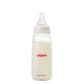1号仓-贝亲 标准口径不易倒翻 婴儿耐热玻璃奶瓶细长型 200ml Pigeon 瓶盖可防灰尘附着