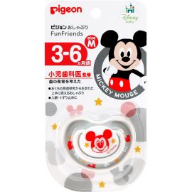 1号仓-贝亲FunFriends 有助牙齿发育 米奇图案安抚奶嘴3~6个月用 M号 1个 Pigeon 舒适吸允安抚入睡【颜色随机发送】
