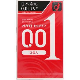 1号仓-冈本 轻薄贴合 易传温感 0.01超薄避孕套 普通润滑 标准尺寸 3个 OKAMOTO 不易脱落 无乳胶味 无缝贴合 均一薄 安全套