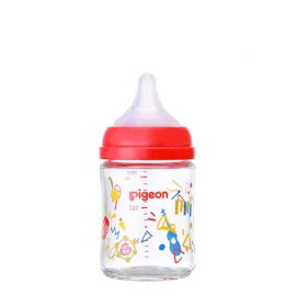 1号仓-贝亲 宽口径母乳亲喂实感 彩绘音乐会耐热玻璃奶瓶 SS号 160ml Pigeon 防胀气