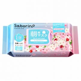 1号仓-BCL Saborino 紧致光泽 锁水去角质 樱花早安面膜 30片 洗面护肤 透明感 樱花提取物 维生素E 樱桃提取物 3效合1 懒人免洗面膜