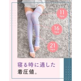 1号仓-爽健 紧致大腿根部美腿塑形 过膝长筒睡眠袜压力袜 L 薰衣草紫 Dr. Scholl MediQttO 分段式紧致腿部 瘦腿袜