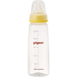 1号仓-贝亲 轻巧便携 耐用安全 塑料婴儿奶瓶 细长型 240ml Pigeon 易清洗 抗摔设计 柔软硅胶奶嘴 方便哺喂