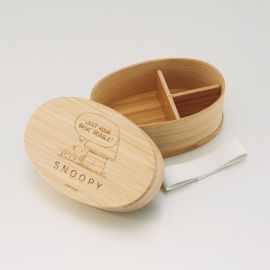 1号仓-斯凯达 天然竹材打造 隔层设计 不易漏汁 日式便当盒 附松紧束带 1个 史努比图案 Skater 搭配密封圈 质感温润 