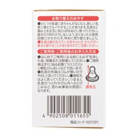 1号仓-贝亲 柔软硅胶防变形凹陷 婴儿耐热玻璃奶瓶细长型专用S号奶嘴 2个 Pigeon 0个月以上用 标准口径