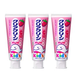 1号仓-Kao花王 clear clean儿童牙膏 幼儿清洁防蛀护齿防龋齿木糖醇固齿 草莓味 70g  3个装