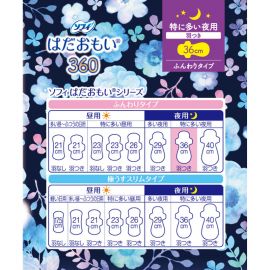 1号仓-UNICHARM尤妮佳 SOFY苏菲 肌肤亲柔 量多适用 夜用护翼卫生巾 36cm 8片 高吸收防漏 保持干爽 温和呵护