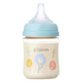 1号仓-贝亲 母乳衔接辅助 轻盈材质 PPSU塑料婴儿奶瓶 花花图案 160ml Pigeon 母乳实感系列 防摔防胀气 易清洗 宽口径