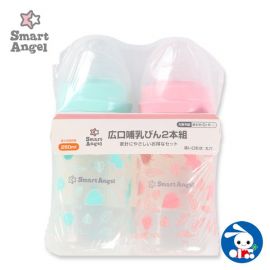【取扱中止】1号仓-西松屋 婴儿宽口奶瓶 蓝色粉色2支装 250ml 0岁新生儿可用
