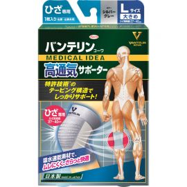 1号仓-兴和 U型贴扎结构 高透气性 防滑稳固 护膝 L码 1枚 银灰色 吸水速干 贴肤干爽 辅助膝盖