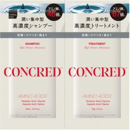 1号仓-松本清matsukiyo CONCRED 改善毛躁 补水柔顺 修复毛鳞片 高保湿护理 洗发水+护发素试用装10ml+10g 体验装 旅行装 适合易打结发质 维持头皮发丝屏障 高保湿