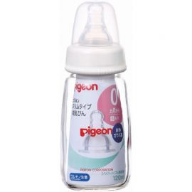 1号仓-贝亲 耐热玻璃 安全耐用 优质硅胶奶嘴 婴儿奶瓶 120ml Pigeon 耐用柔软奶嘴 舒适握持设计 易于清洁 