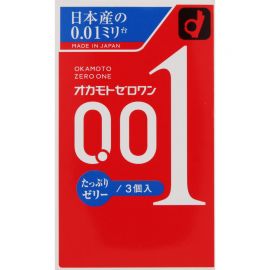 1号仓-冈本 轻薄倍润贴合 易传温感 0.01超薄避孕套 超润滑 标准尺寸 3个 OKAMOTO 不易脱落 无乳胶味 无缝贴合 均一薄 安全套